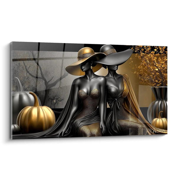 Cuadro Hechicera Encantadora de Calabazas Doradas - edición de Halloween