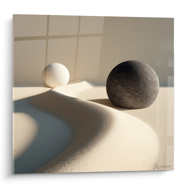 Schilderij Sferen Beige en Grijs op Getextureerde Duinen - Mineraal Harmonie - Zand Editie
