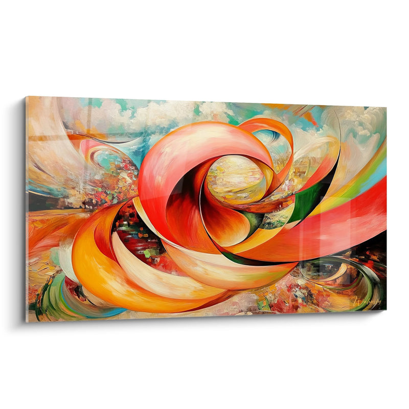 Tableau spirale dynamique rouge orange - Tourbillon de couleurs - édition spirale abstrait