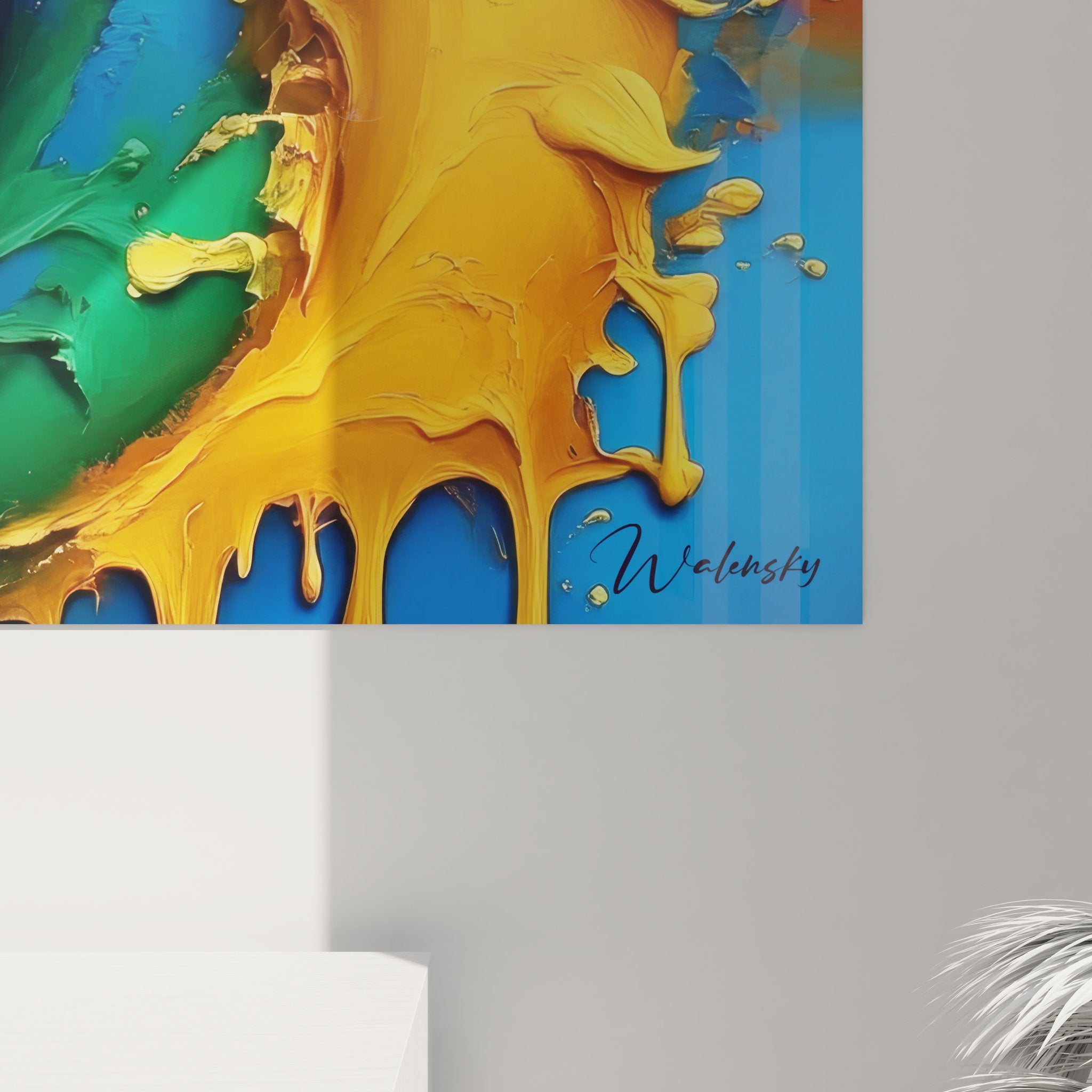 Vue ensemble tableau spirale abstraite multicolore art moderne décoration murale contemporaine