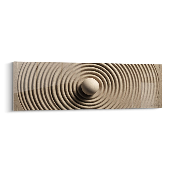 Schilderij Driedimensionale Spiraal Beige met Concentrische Golven - Organische Vortex - Zandkleurige Editie