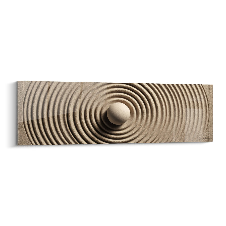 Tableau Spirale Tridimensionnelle Beige aux Ondulations Concentriques - Vortex Organique - Edition Sable