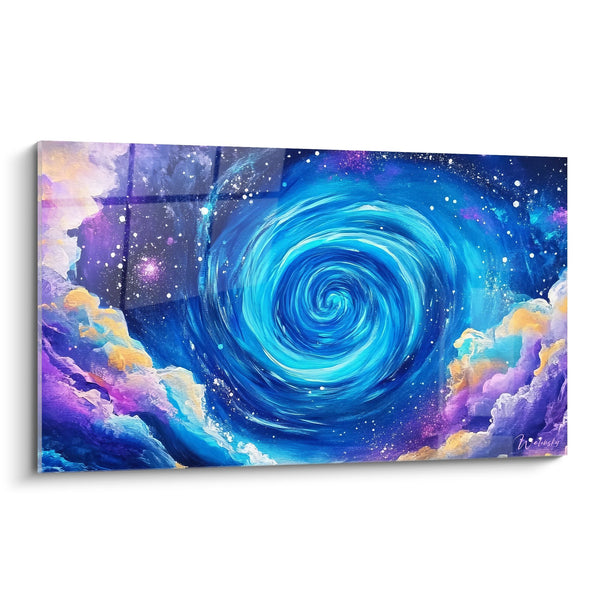 Blaues kosmisches Spiralgemälde - Mystische Galaxie - abstrakte Spiralausgabe