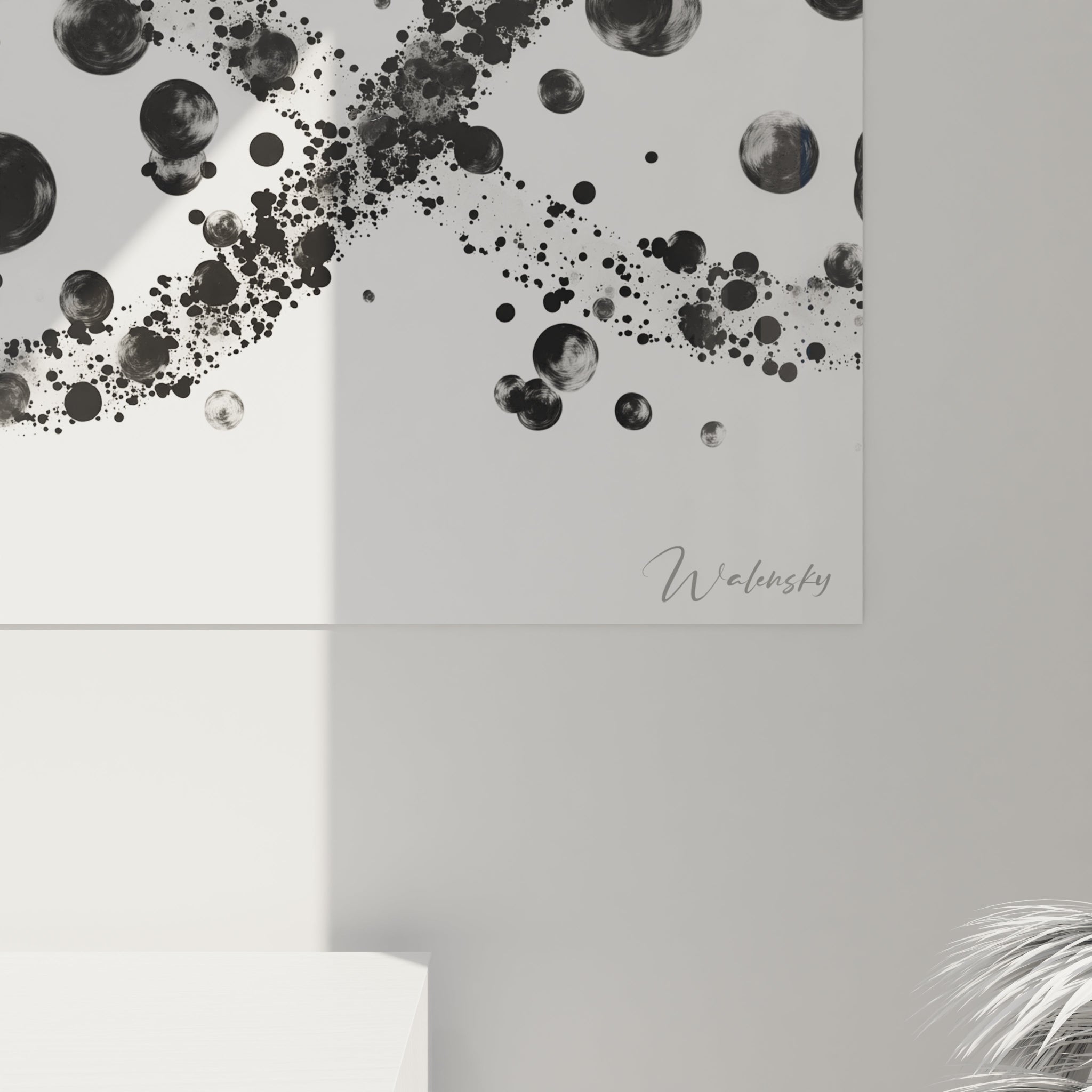 Tableau tacheté noir et blanc de Walensky avec motifs artistiques modernes