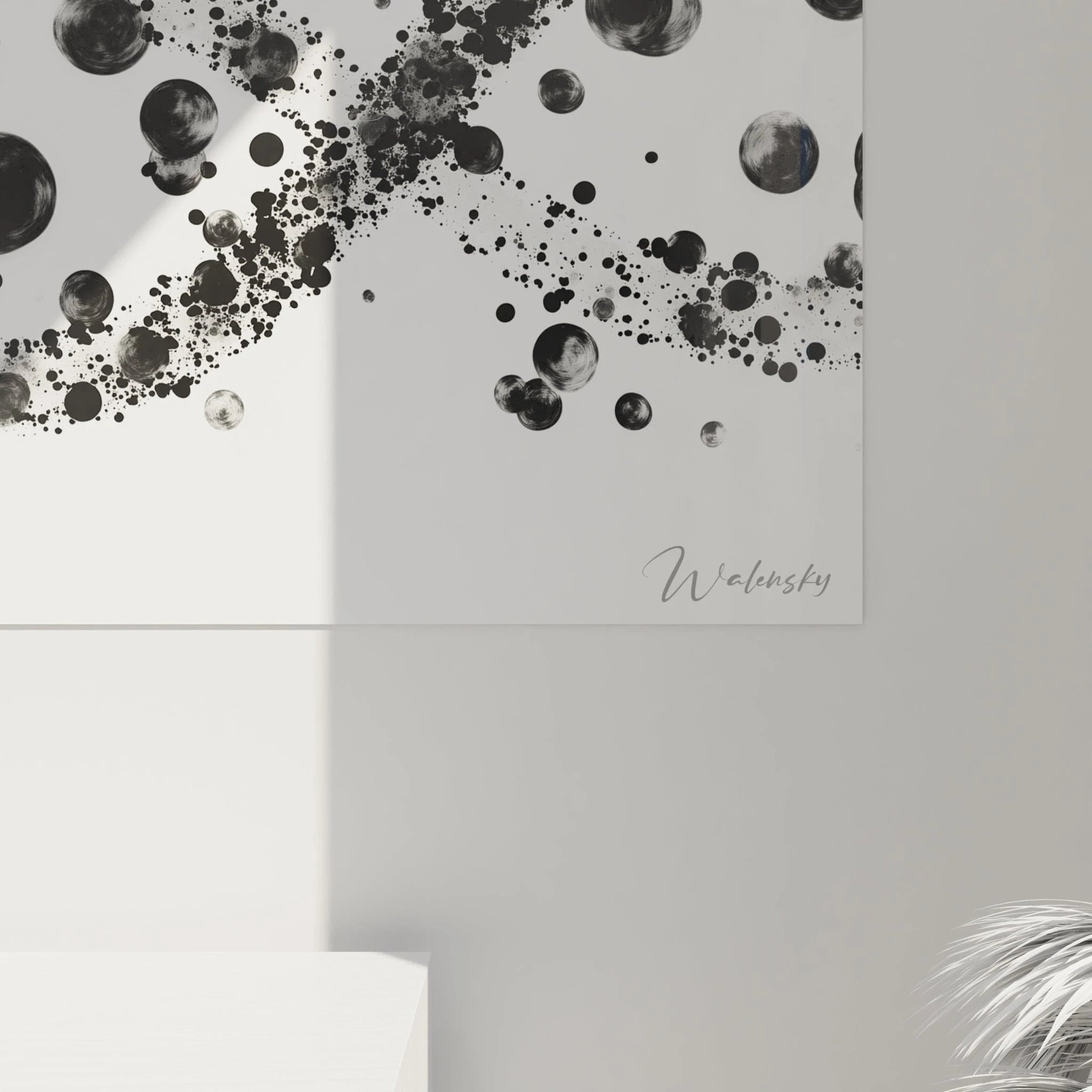 Tableau tacheté noir et blanc de Walensky avec motifs artistiques modernes