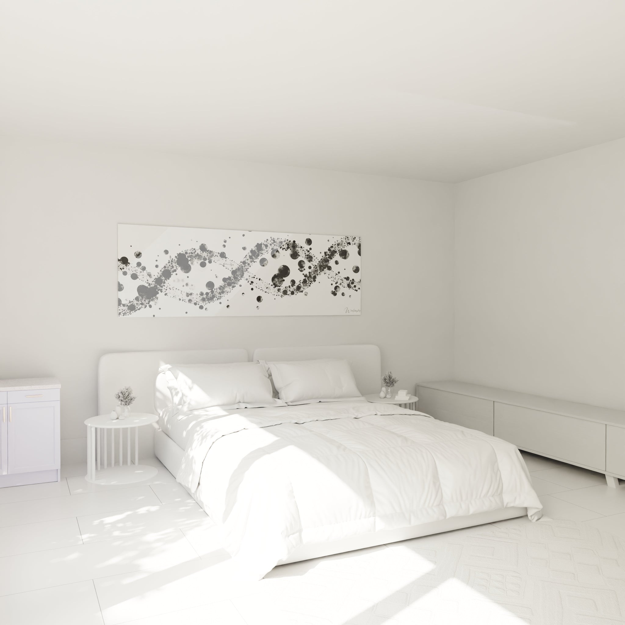 Tableau tacheté noir et blanc de Walensky pour une décoration moderne de chambre à coucher