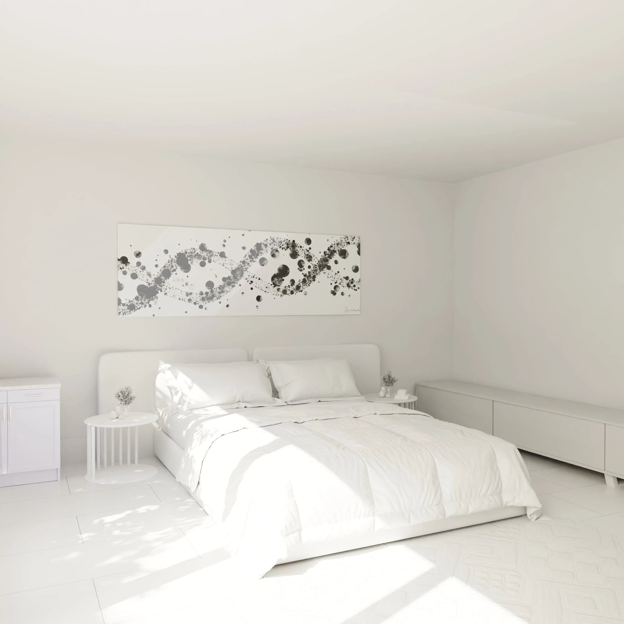 Tableau tacheté noir et blanc de Walensky pour une décoration moderne de chambre à coucher