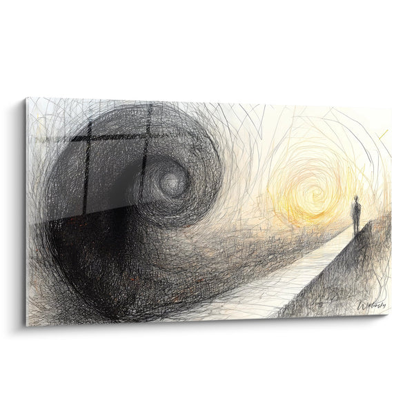 Cosmic spiral silhouette wall art - Journey to infinity - abstract spiral edition