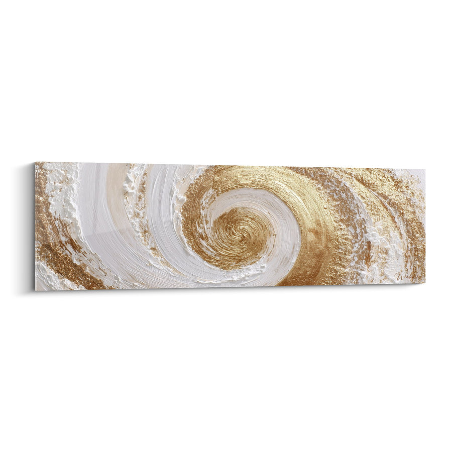 Tableau spirale dorée et blanche panoramique - Harmonie des éléments - Edition Feng shui Centre Terre