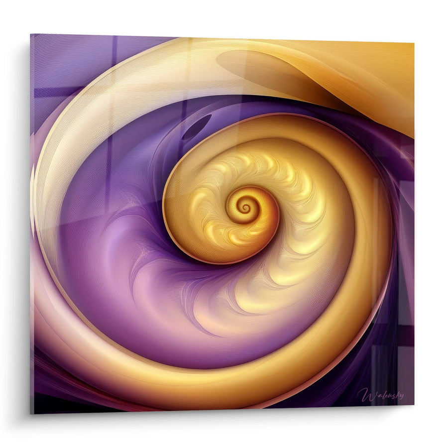 Tableau spirale dorée pourpre - Vortex harmonieux - édition spirale abstrait