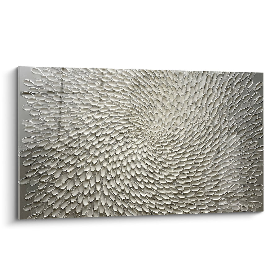 Tableau spirale métallique dorée en relief texture organique - Harmonie Radiale - Edition Feng shui Ouest Métal