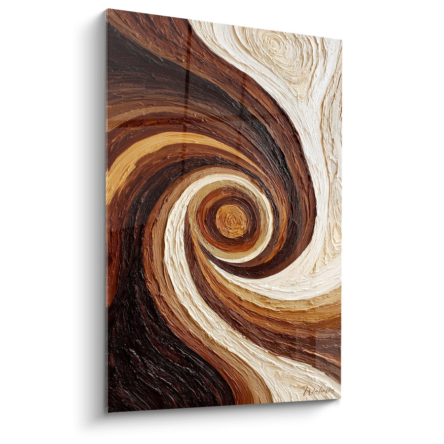 Tableau spirale ocre et terre de sienne aux nuances profondes - Harmonie Tellurique - Edition Feng shui Centre Terre