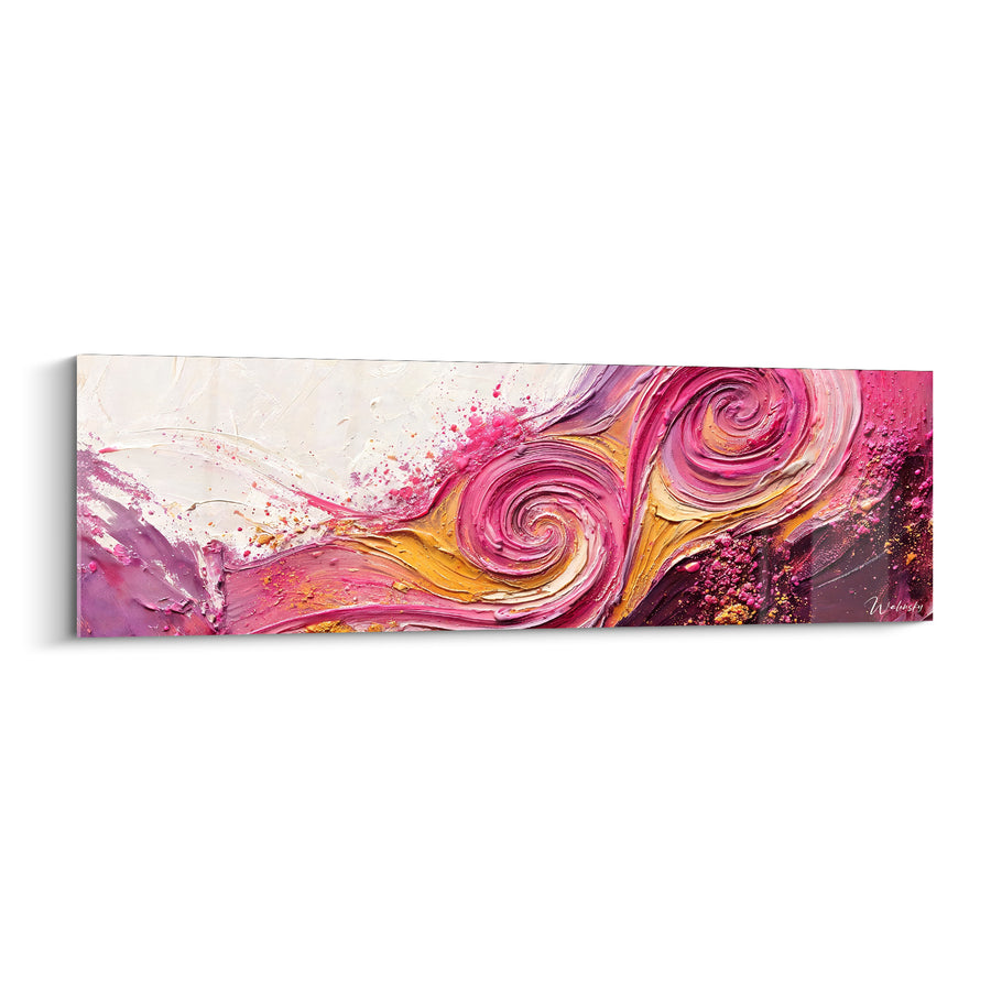 Tableau Double volute rose et or - Tourbillon flamboyant - Edition Spirales abstraites