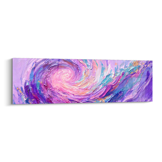Tableau Vortex mauve et rose au cœur nacré - Touches de turquoise éparses - Edition Spirales abstraites
