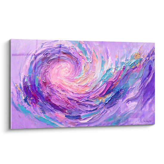 Tableau Vortex violet aux reflets turquoise - Vertige lumineux - Edition Spirales abstraites