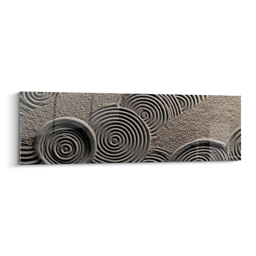 Tableau spirales concentriques beiges et grises texturées - Méditation minérale - Edition Sable