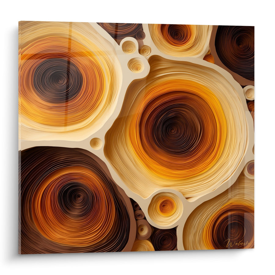 Tableau spirales concentriques ocre et bronze aux motifs circulaires - Harmonie tellurique - Edition Feng shui Nord-Est Terre