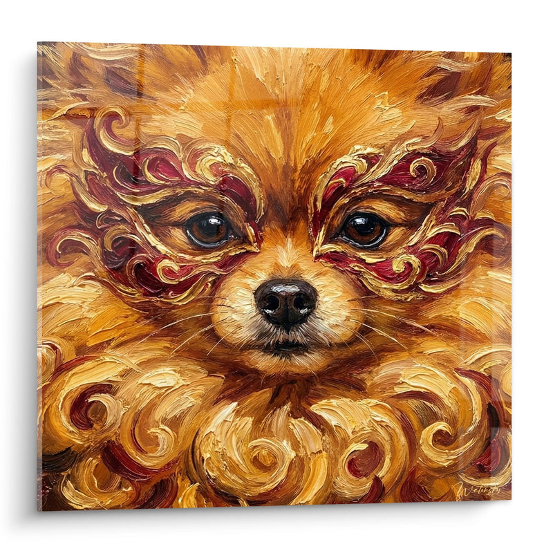 Tableau Spitz Poméranien aux Flammes Dorées - Regard Perçant - Edition Spitz Poméranien