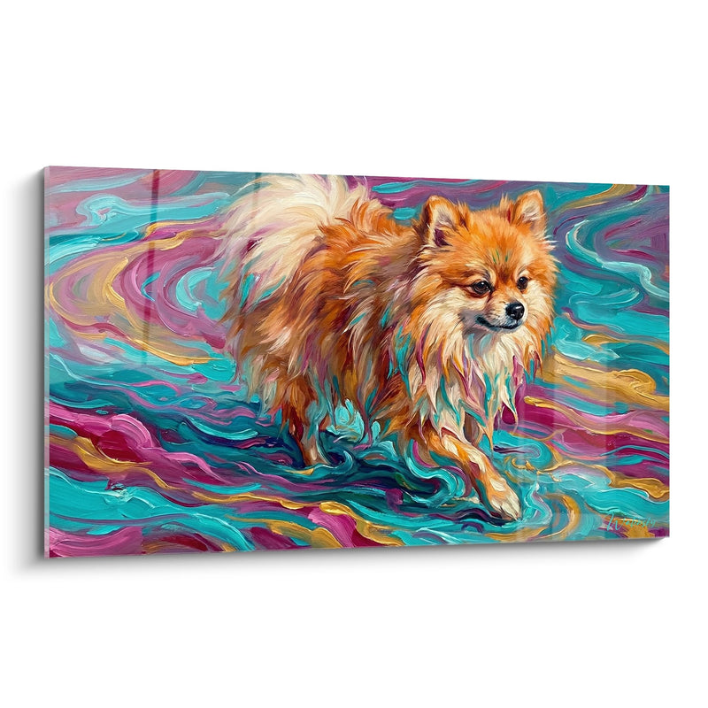 Schilderij Pommerse Dwergkeeshond met Wervelende Kleuren - Artistieke Explosie - Pommerse Dwergkeeshond Editie