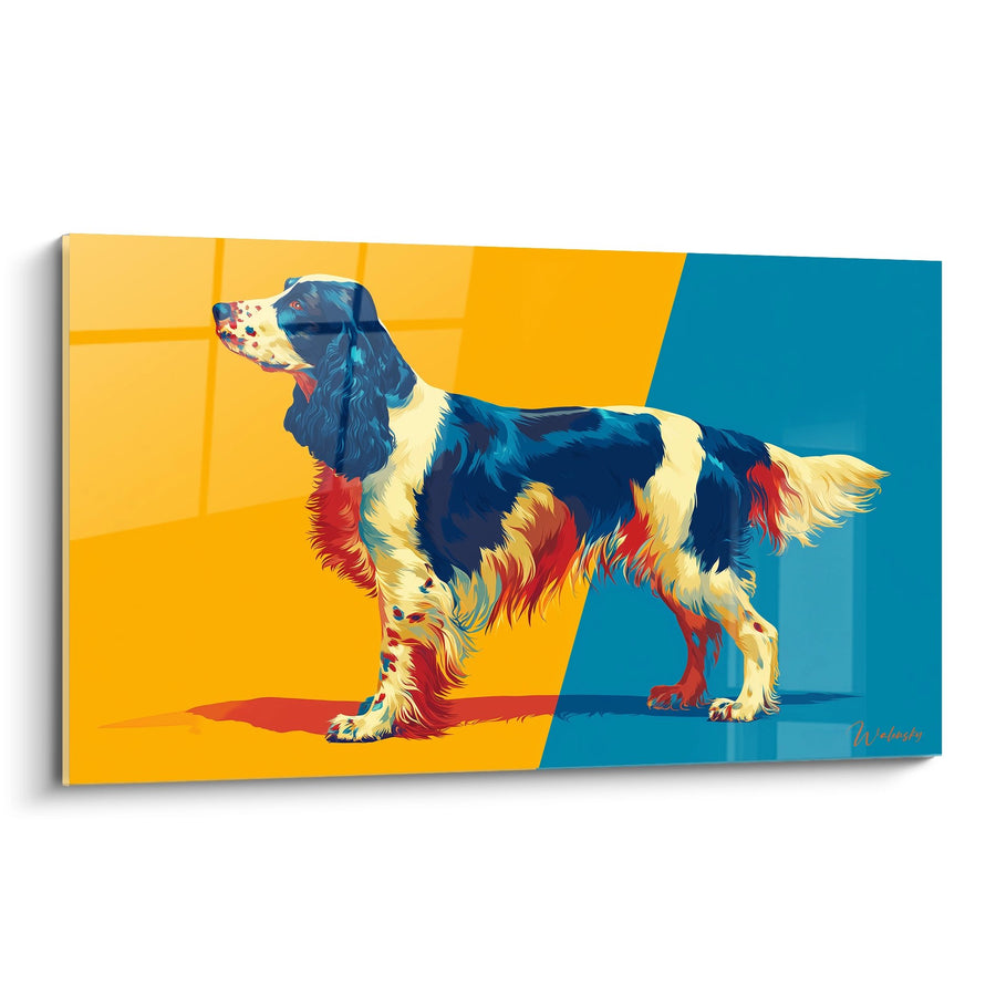 Tableau Chien Tricolore aux Tons Pop Art - Élégance Colorée - Edition Springer Anglais