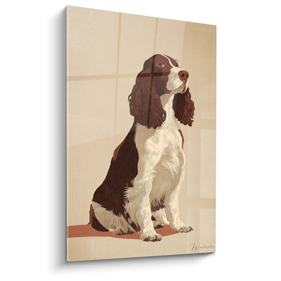 Tableau Springer Anglais Assis Fond Beige - Portrait Noble - Edition Springer Anglais