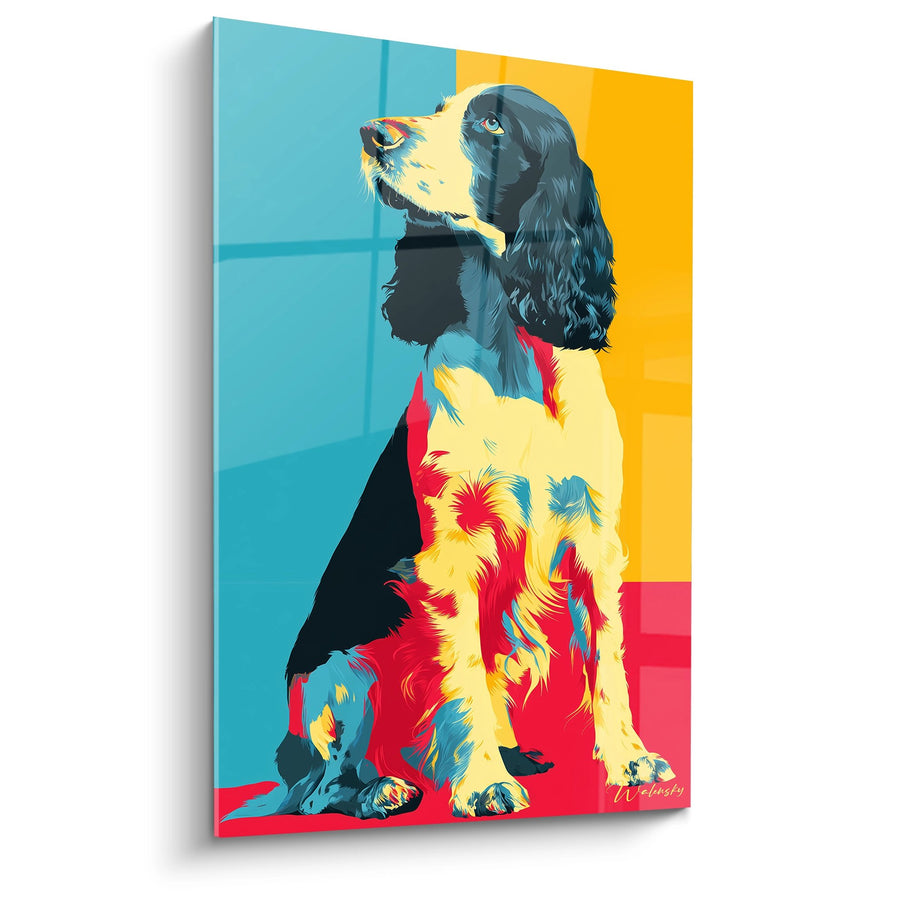 Tableau Chien Assis Profil Coloré - Portrait Artistique Pop - Edition Springer Anglais