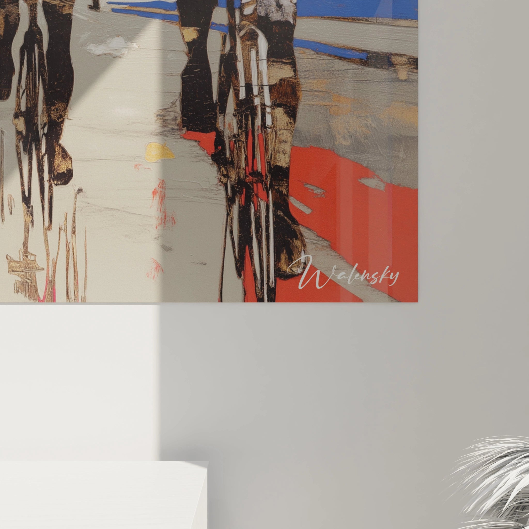 Tableau mural Walensky tableau squelettes édition vanité peinture abstraite rouge bleu beige signé