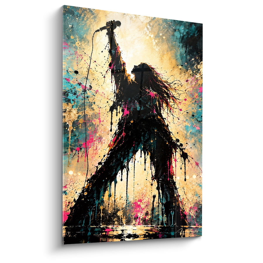 Tableau Chanteuse silhouette noire micro doré - Cri de scène - Edition Star de la musique