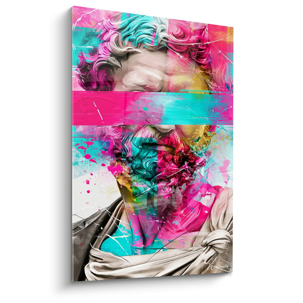 Tableau Buste antique aux éclats rose et turquoise - Fracture pop - Edition Statue