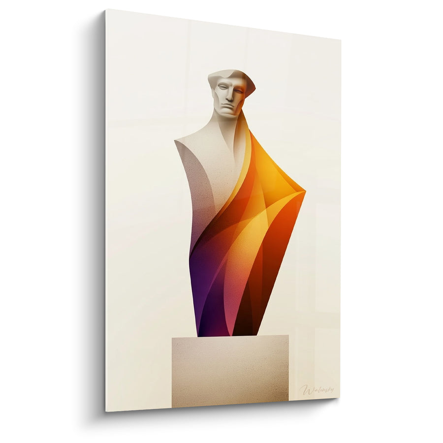 Tableau Buste sculpté drapé orange et violet - Flamme intérieure - Edition Statue
