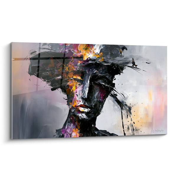 Tableau Portrait au chapeau noir et doré - Silhouette énigmatique - Edition Statue