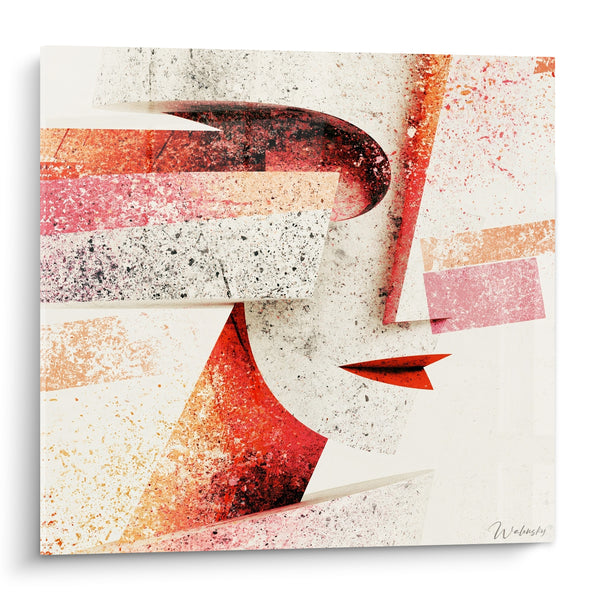 Tableau Profil sculpté rouge et écru fragmenté - Fragments de profil - Edition Statue