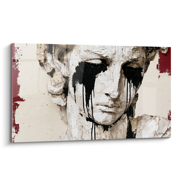 Tableau Visage blanc aux larmes noires - Chagrin figé - Edition Statue