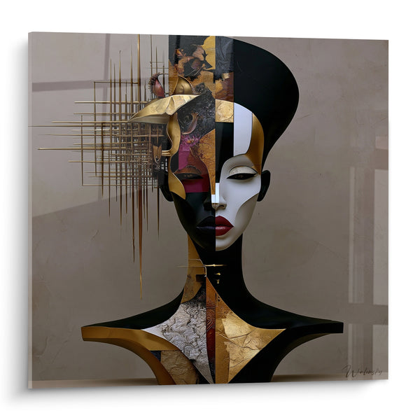 Tableau Buste stylisé noir et doré fragmenté - Identité fragmentée - Edition Statue