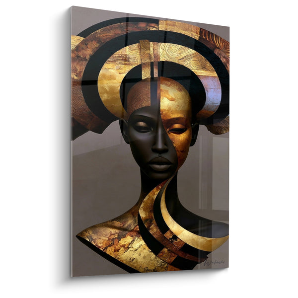 Tableau Buste africain noir et doré - Dualité intérieure - Edition Statue