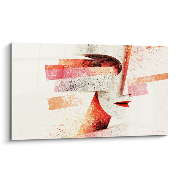 Tableau Visage profil rouge et ivoire éclaté - Fragments de silence - Edition Statue