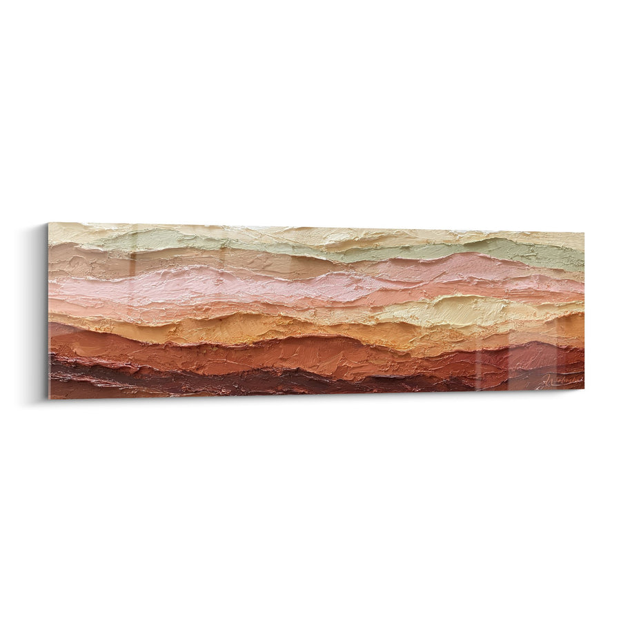 Obraz warstw ziemi i gliny w poziomej warstwie ochry i terakoty - Geologia Abstrakcyjna - Edycja Feng Shui Północno-Wschodni Element Ziemia
