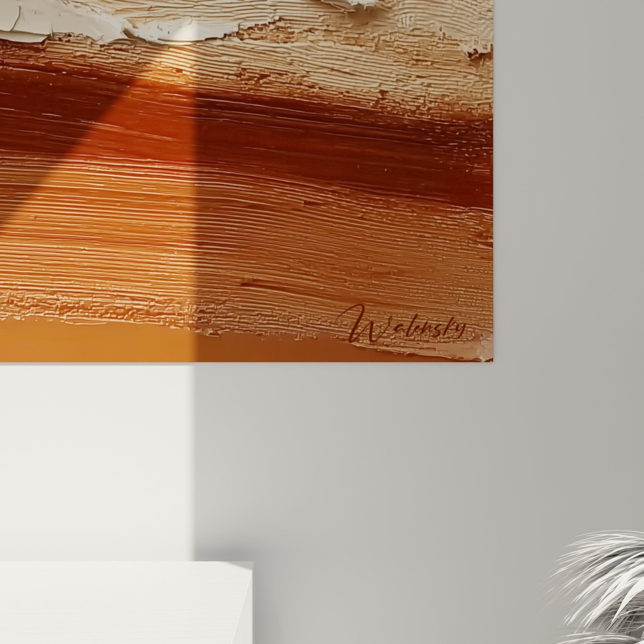abstract painting mineral layers ochre perspective wall feng shui northeast earth contemporary wall art