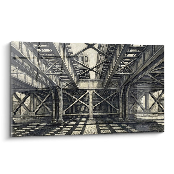 Cuadro Estructura Metálica Industrial Gris y Beige - Perspectivas Urbanas - Edición Le Bronx