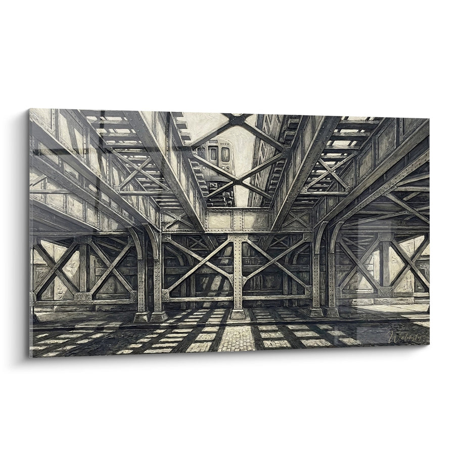 Tableau Structure Métallique Industrielle Gris et Beige - Perspectives Urbaines - Edition Le Bronx