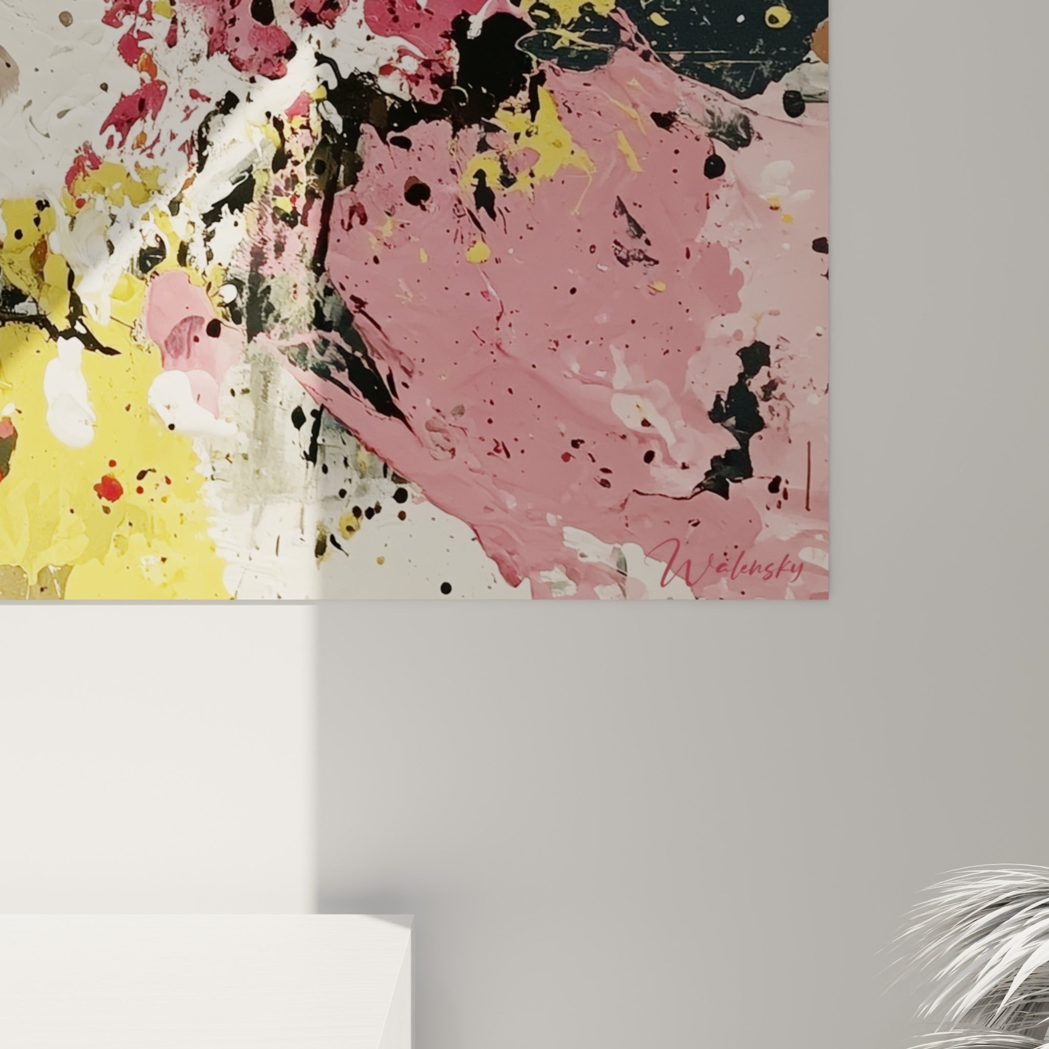 Empâtements épais de rose fuchsia et jaune moutarde révélant la texture du style Peinture abstrait