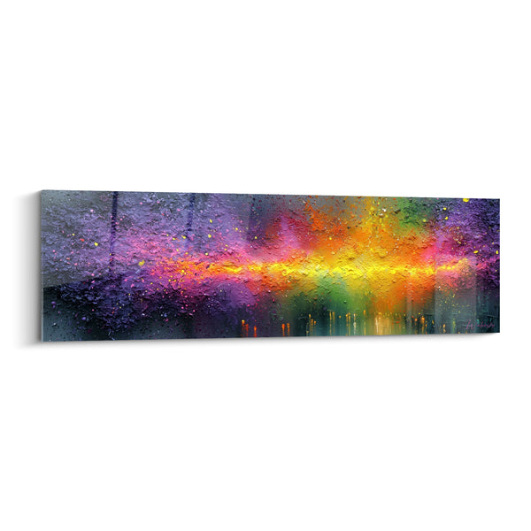 Tableau Explosion lumineuse violet et doré texturée - Éclat nocturne - Edition style Peinture abstrait