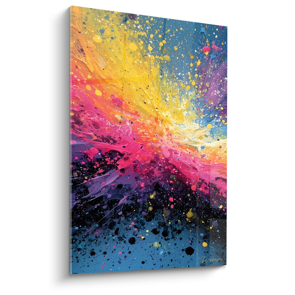 Tableau Explosion jaune et rose éclaboussée - Éruption de lumière - Edition style Peinture abstrait