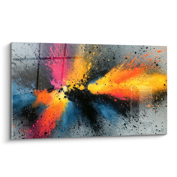Quadri Schizzo arancione e rosa su sfondo grigio - Eruzione cromatica diagonale - Edizione stile Pittura astratta