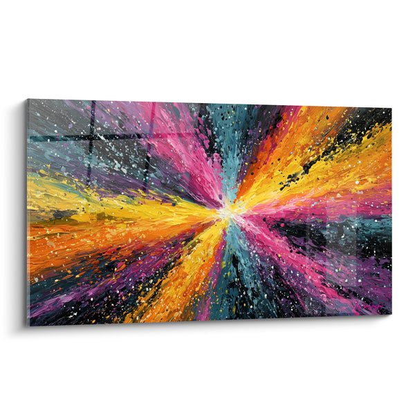 Dipinto Vortex Cromatico Oro e Magenta Luminoso - Big Bang Colorato - Edizione Stile Pittura Astratta