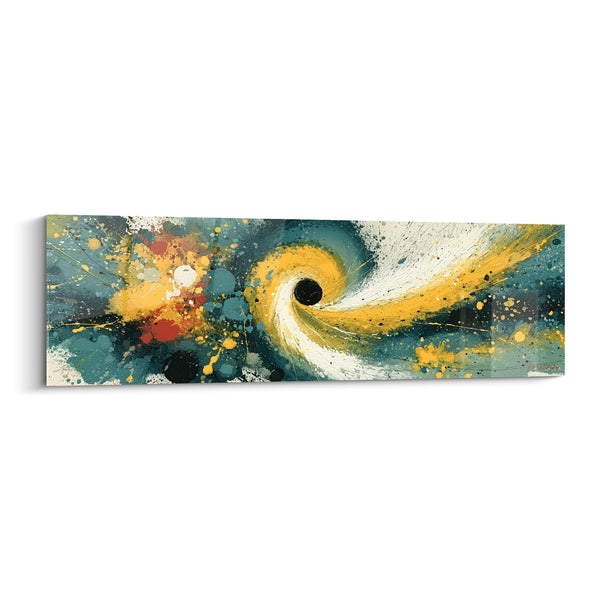 Tableau Spirale dorée aux éclats bleu canard - Force cosmique - Edition style Peinture abstrait