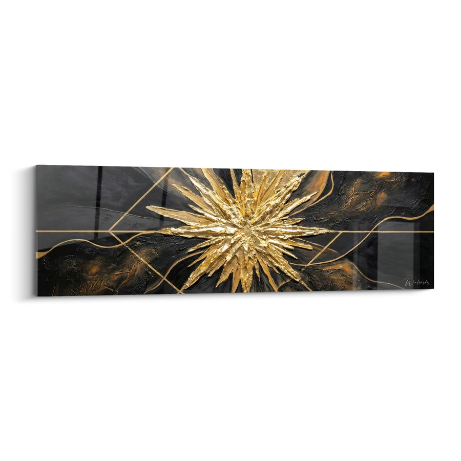 Tableau Étoile dorée aux éclats anthracite - Éclat nocturne - Edition style peinture