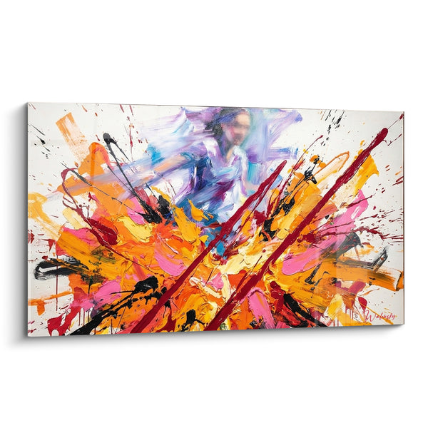 Tableau Silhouette floue aux éclats orange et rose - Souvenir en fusion - Edition style peinture