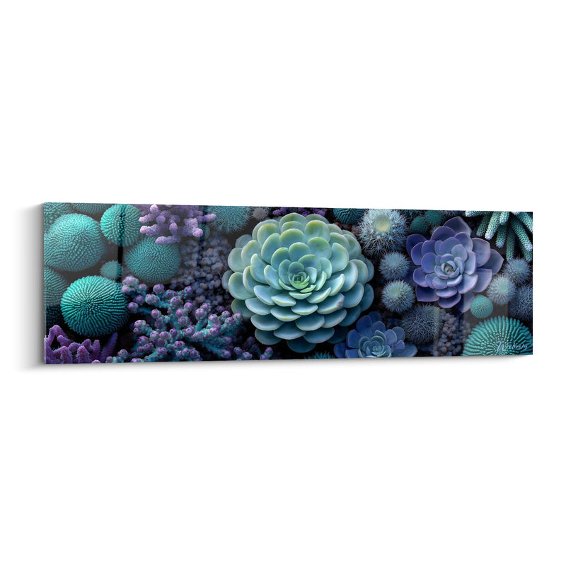 Tableau Jardin de Succulentes aux Teintes Turquoise et Violettes - Harmonie Végétale - Edition Cubisme