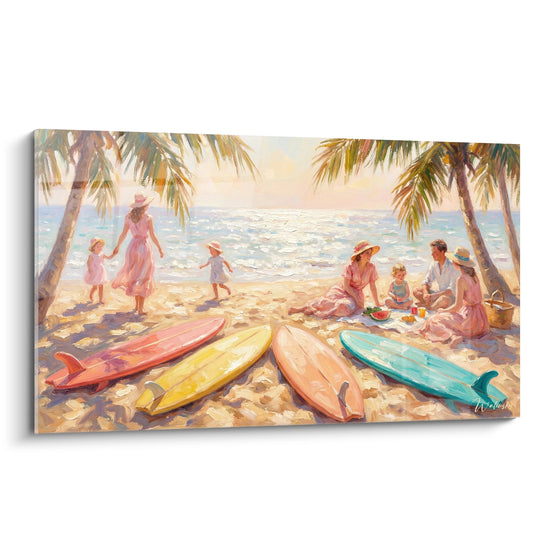 Tableau Planches colorées et pique-nique en famille - Journée en famille - Edition Surf